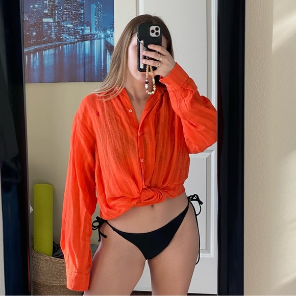 Orange Polo Coverup/Dress/Shirt - Picture 2 of 6